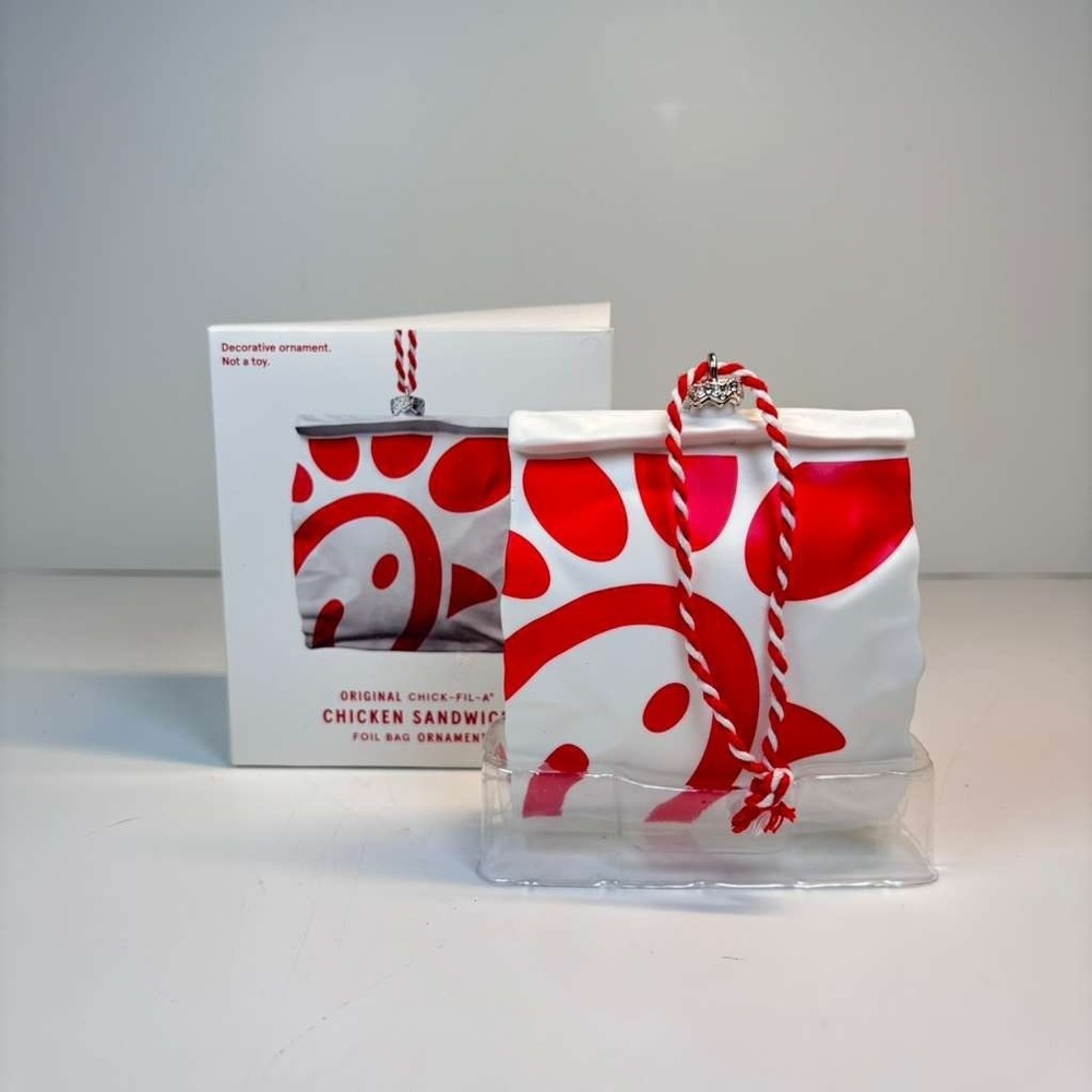 CHICK-FIL-A Christmas 2025 CHICKEN SANDWICH IN FOIL BAG‎ Ornament